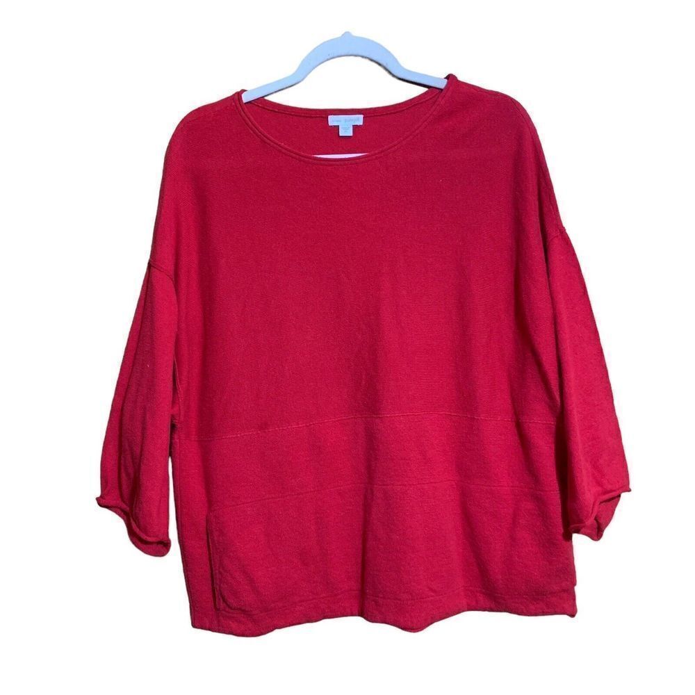 J. Jill Pure Jill Womens Size XS Red Kimono Cashmere Blend Pullover Sweater